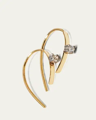 Lana 14K Gold Mini Flat Hooked on Hoop Earrings with Diamonds, 15mm | Thumbnail 3 Lana 14K Gold Mini Flat Hooked on Hoop Earrings with Diamonds, 15mm | Thumbnail 3