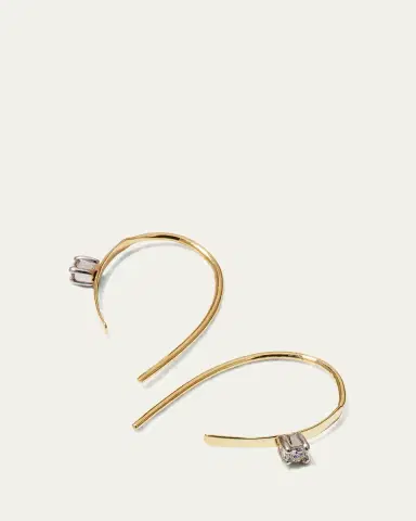 Lana 14K Gold Mini Flat Hooked on Hoop Earrings with Diamonds, 15mm | Thumbnail 4 Lana 14K Gold Mini Flat Hooked on Hoop Earrings with Diamonds, 15mm | Thumbnail 4