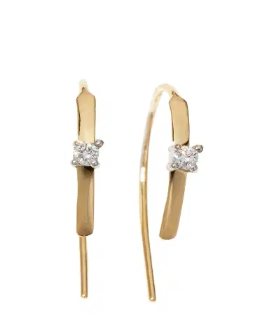 Lana 14K Gold Mini Flat Hooked on Hoop Earrings with Diamonds, 15mm | Thumbnail 1 Lana 14K Gold Mini Flat Hooked on Hoop Earrings with Diamonds, 15mm | Thumbnail 1