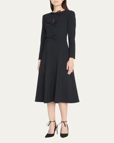 Carolina Herrera Triple Bow Keyhole-Front Midi Dress | Thumbnail 4 Carolina Herrera Triple Bow Keyhole-Front Midi Dress | Thumbnail 4