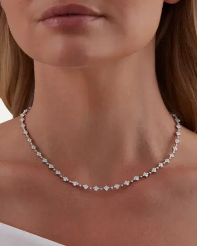 Sara Weinstock 18K White Gold Dujour Diamond Four-Cluster Tennis Choker Necklace | Thumbnail 2 Sara Weinstock 18K White Gold Dujour Diamond Four-Cluster Tennis Choker Necklace | Thumbnail 2
