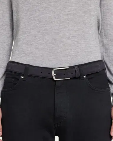 Zegna Men's Triple Stitch Leather Belt | Thumbnail 2 Zegna Men's Triple Stitch Leather Belt | Thumbnail 2