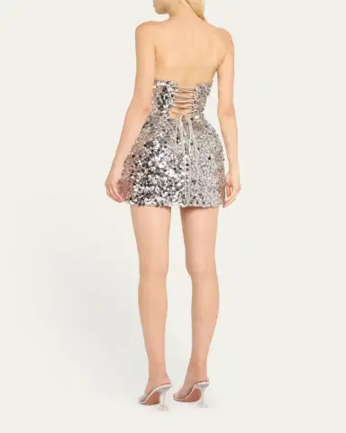 Bronx and Banco Maraya Strapless Lace-Up Sequin Mini Dress | Thumbnail 3 Bronx and Banco Maraya Strapless Lace-Up Sequin Mini Dress | Thumbnail 3