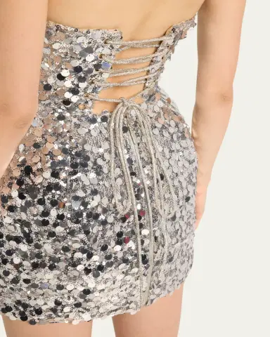 Bronx and Banco Maraya Strapless Lace-Up Sequin Mini Dress | Thumbnail 5 Bronx and Banco Maraya Strapless Lace-Up Sequin Mini Dress | Thumbnail 5