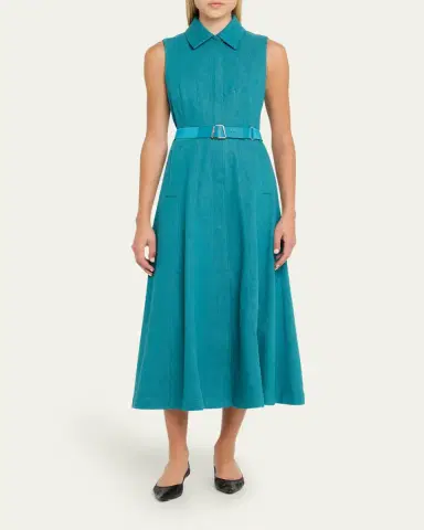 Akris Sleeveless Belted Denim Midi Shirtdress | Thumbnail 2 Akris Sleeveless Belted Denim Midi Shirtdress | Thumbnail 2