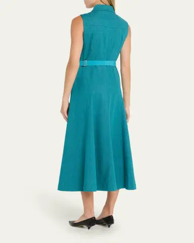 Akris Sleeveless Belted Denim Midi Shirtdress | Thumbnail 3 Akris Sleeveless Belted Denim Midi Shirtdress | Thumbnail 3