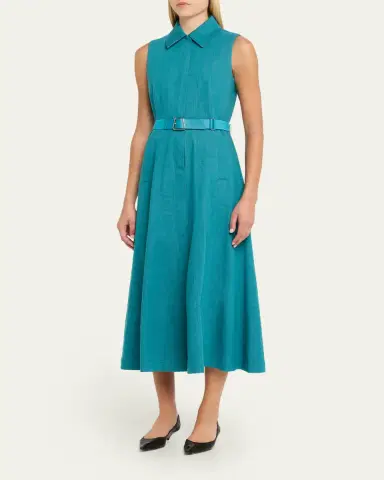 Akris Sleeveless Belted Denim Midi Shirtdress | Thumbnail 4 Akris Sleeveless Belted Denim Midi Shirtdress | Thumbnail 4