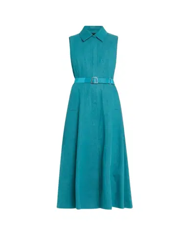 Akris Sleeveless Belted Denim Midi Shirtdress | Thumbnail 1 Akris Sleeveless Belted Denim Midi Shirtdress | Thumbnail 1