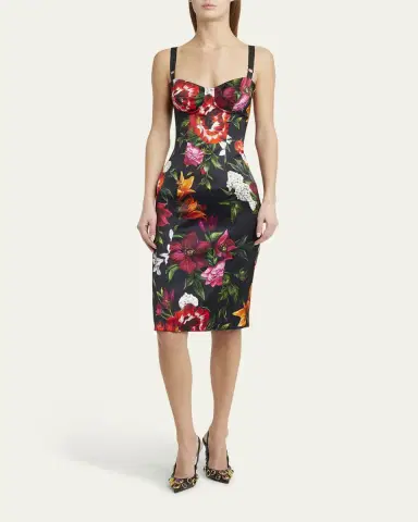 Dolce & Gabbana Anemone Floral Satin Bustier Dress | Thumbnail 2 Dolce & Gabbana Anemone Floral Satin Bustier Dress | Thumbnail 2