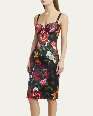 Dolce & Gabbana Anemone Floral Satin Bustier Dress | Thumbnail 4 Dolce & Gabbana Anemone Floral Satin Bustier Dress | Thumbnail 4