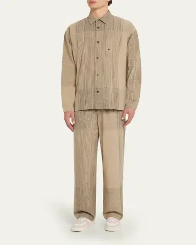 IM MEN Men's Kasuri Cotton Maxi-Check Pants | Thumbnail 2 IM MEN Men's Kasuri Cotton Maxi-Check Pants | Thumbnail 2