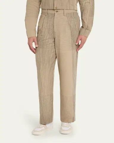 IM MEN Men's Kasuri Cotton Maxi-Check Pants | Thumbnail 3 IM MEN Men's Kasuri Cotton Maxi-Check Pants | Thumbnail 3