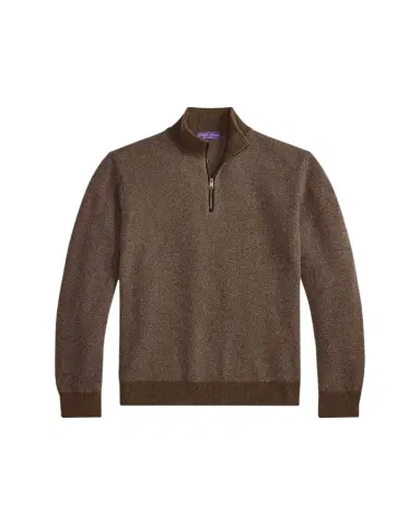 Ralph Lauren Purple Label Men's Birdseye Cashmere Half-Zip Mock Neck Sweater | Thumbnail 1 Ralph Lauren Purple Label Men's Birdseye Cashmere Half-Zip Mock Neck Sweater | Thumbnail 1