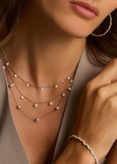 Graziela Gems 18K White Gold Medium Floating Diamond Necklace | Thumbnail 2 Graziela Gems 18K White Gold Medium Floating Diamond Necklace | Thumbnail 2