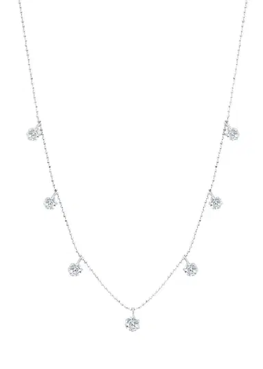 Graziela Gems 18K White Gold Medium Floating Diamond Necklace | Thumbnail 1 Graziela Gems 18K White Gold Medium Floating Diamond Necklace | Thumbnail 1