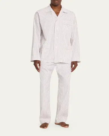 Bergdorf Goodman Men's Cotton Pinstripe Long Pajama Set | Thumbnail 2 Bergdorf Goodman Men's Cotton Pinstripe Long Pajama Set | Thumbnail 2