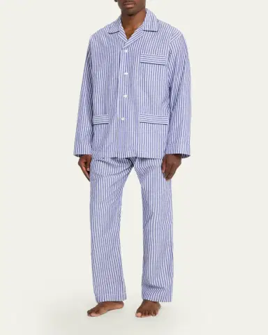 Bergdorf Goodman Men's triped Cotton Pajama Shirt | Thumbnail 4 Bergdorf Goodman Men's triped Cotton Pajama Shirt | Thumbnail 4