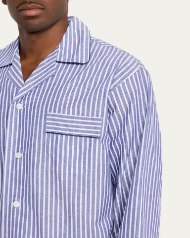Bergdorf Goodman Men's triped Cotton Pajama Shirt | Thumbnail 5 Bergdorf Goodman Men's triped Cotton Pajama Shirt | Thumbnail 5