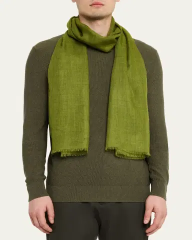 PIACENZA 1733 Men's Cashmere Eyelash Fringe Solid Scarf | Thumbnail 3 PIACENZA 1733 Men's Cashmere Eyelash Fringe Solid Scarf | Thumbnail 3