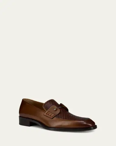Christian Louboutin Men's Chambelimoc Woven Leather Boat Shoes | Thumbnail 2 Christian Louboutin Men's Chambelimoc Woven Leather Boat Shoes | Thumbnail 2