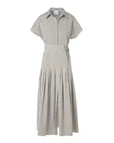 Akris punto Cap-Sleeve Belted Cotton Poplin Pleated Midi Shirtdress | Thumbnail 1 Akris punto Cap-Sleeve Belted Cotton Poplin Pleated Midi Shirtdress | Thumbnail 1