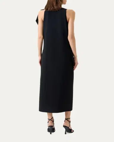 Akris punto Sleeveless Asymmetric Draped Papercut Flower Crepe Midi Dress | Thumbnail 3 Akris punto Sleeveless Asymmetric Draped Papercut Flower Crepe Midi Dress | Thumbnail 3