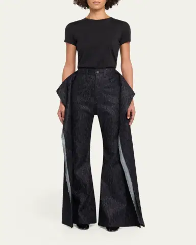 Junya Watanabe Floral Jacquard Wide-Leg Pants | Thumbnail 2 Junya Watanabe Floral Jacquard Wide-Leg Pants | Thumbnail 2