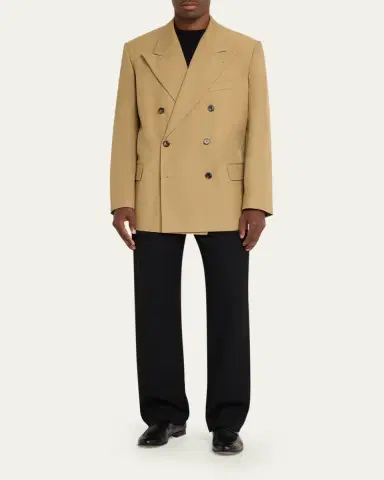 Dries Van Noten Men's Cotton Peak Lapel Double-Breasted Sport Coat | Thumbnail 2 Dries Van Noten Men's Cotton Peak Lapel Double-Breasted Sport Coat | Thumbnail 2