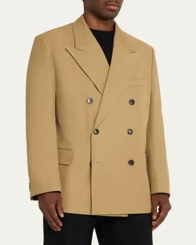 Dries Van Noten Men's Cotton Peak Lapel Double-Breasted Sport Coat | Thumbnail 4 Dries Van Noten Men's Cotton Peak Lapel Double-Breasted Sport Coat | Thumbnail 4