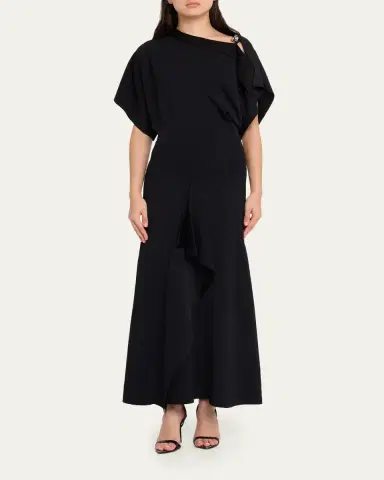 Lanvin Asymmetric Silver Button A-Line Dress | Thumbnail 2 Lanvin Asymmetric Silver Button A-Line Dress | Thumbnail 2