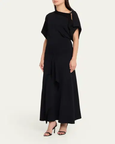 Lanvin Asymmetric Silver Button A-Line Dress | Thumbnail 4 Lanvin Asymmetric Silver Button A-Line Dress | Thumbnail 4