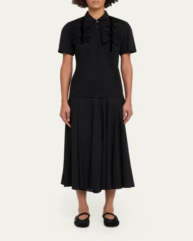 NOIR KEI NINOMIYA Cotton Bow Tie Polo Shirt | Thumbnail 2 NOIR KEI NINOMIYA Cotton Bow Tie Polo Shirt | Thumbnail 2