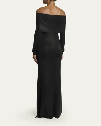 Balenciaga Metallic Rib Off-The-Shoulder Maxi Dress | Thumbnail 3 Balenciaga Metallic Rib Off-The-Shoulder Maxi Dress | Thumbnail 3