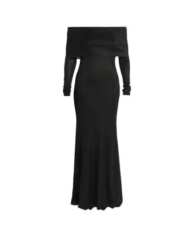 Balenciaga Metallic Rib Off-The-Shoulder Maxi Dress | Thumbnail 1 Balenciaga Metallic Rib Off-The-Shoulder Maxi Dress | Thumbnail 1