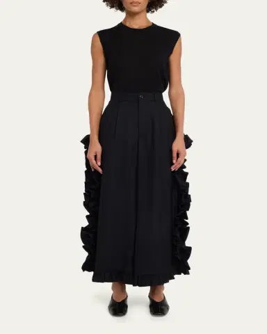 Noir Kei Ninomiya Ruffle Button-Side Wide-Leg Ankle Pants | Thumbnail 2 Noir Kei Ninomiya Ruffle Button-Side Wide-Leg Ankle Pants | Thumbnail 2
