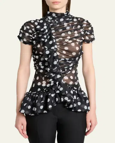 Dries Van Noten Chuchu Polka-Dot Sheer Ruffle Blouse | Thumbnail 4 Dries Van Noten Chuchu Polka-Dot Sheer Ruffle Blouse | Thumbnail 4