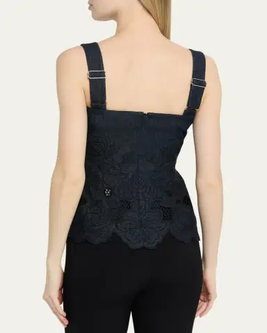 Veronica Beard Mirielle Embroidered Denim Top | Thumbnail 3 Veronica Beard Mirielle Embroidered Denim Top | Thumbnail 3