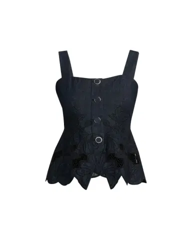 Veronica Beard Mirielle Embroidered Denim Top | Thumbnail 1 Veronica Beard Mirielle Embroidered Denim Top | Thumbnail 1