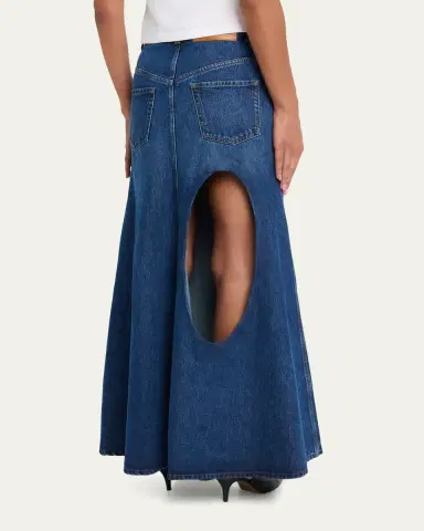 A.W.A.K.E. MODE Cut-Out Denim Maxi Skirt | Thumbnail 3 A.W.A.K.E. MODE Cut-Out Denim Maxi Skirt | Thumbnail 3