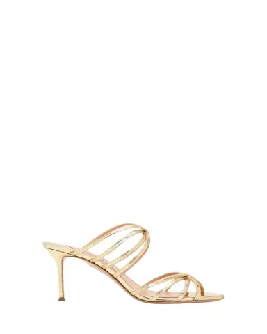 Aquazzura 75mm Tell Me Metallic Leather Mules | Thumbnail 1 Aquazzura 75mm Tell Me Metallic Leather Mules | Thumbnail 1