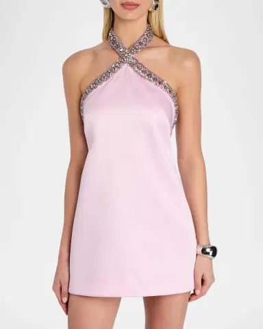 Retrofête Sabry Jeweled Halter Mini Dress | Thumbnail 4 Retrofête Sabry Jeweled Halter Mini Dress | Thumbnail 4