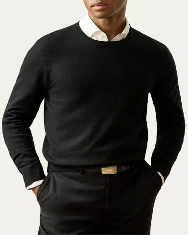 Ralph Lauren Purple Label Men's 18GG Cashmere Crewneck Sweater | Thumbnail 4 Ralph Lauren Purple Label Men's 18GG Cashmere Crewneck Sweater | Thumbnail 4