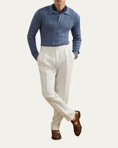 Ralph Lauren Purple Label Men's Gregory Hand-Tailored Linen Trousers | Thumbnail 2 Ralph Lauren Purple Label Men's Gregory Hand-Tailored Linen Trousers | Thumbnail 2