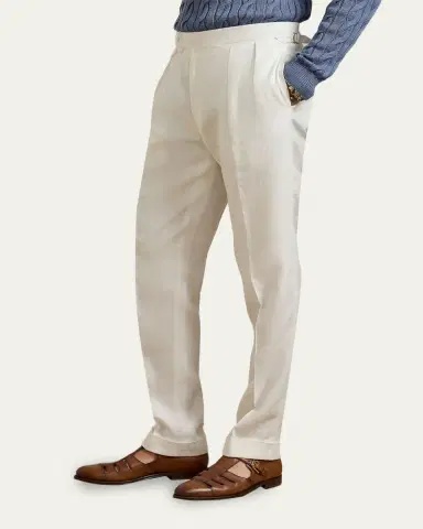 Ralph Lauren Purple Label Men's Gregory Hand-Tailored Linen Trousers | Thumbnail 4 Ralph Lauren Purple Label Men's Gregory Hand-Tailored Linen Trousers | Thumbnail 4