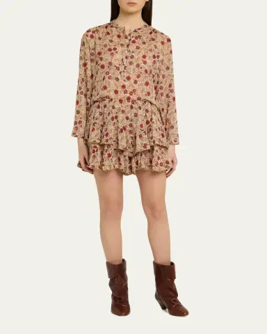 Etoile Isabel Marant Jocadia Floral Ruffled Cotton Miniskirt | Thumbnail 2 Etoile Isabel Marant Jocadia Floral Ruffled Cotton Miniskirt | Thumbnail 2