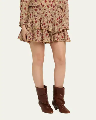 Etoile Isabel Marant Jocadia Floral Ruffled Cotton Miniskirt | Thumbnail 4 Etoile Isabel Marant Jocadia Floral Ruffled Cotton Miniskirt | Thumbnail 4