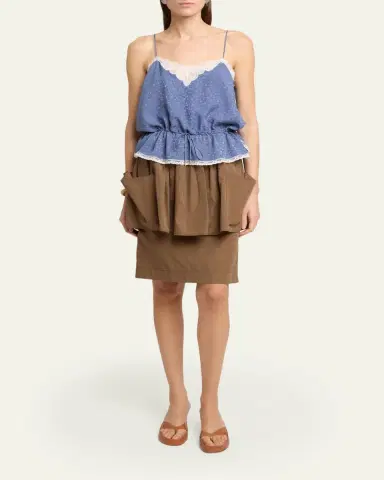 Chloé Lace-Trim Floral Silk Jacquard Sleeveless Top | Thumbnail 2 Chloé Lace-Trim Floral Silk Jacquard Sleeveless Top | Thumbnail 2