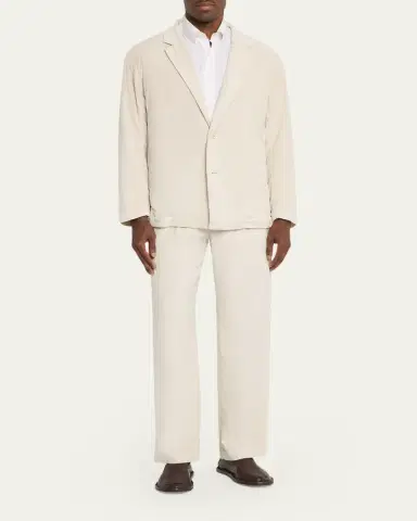 IM MEN Men's Cotton Pigment Pleated Straight-Leg Trousers | Thumbnail 2 IM MEN Men's Cotton Pigment Pleated Straight-Leg Trousers | Thumbnail 2