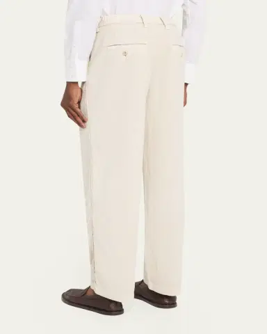 IM MEN Men's Cotton Pigment Pleated Straight-Leg Trousers | Thumbnail 3 IM MEN Men's Cotton Pigment Pleated Straight-Leg Trousers | Thumbnail 3
