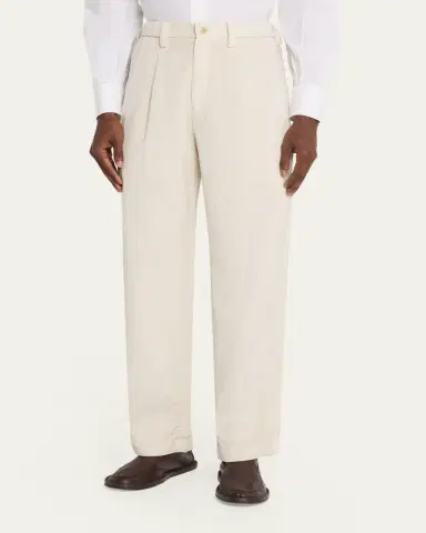 IM MEN Men's Cotton Pigment Pleated Straight-Leg Trousers | Thumbnail 4 IM MEN Men's Cotton Pigment Pleated Straight-Leg Trousers | Thumbnail 4